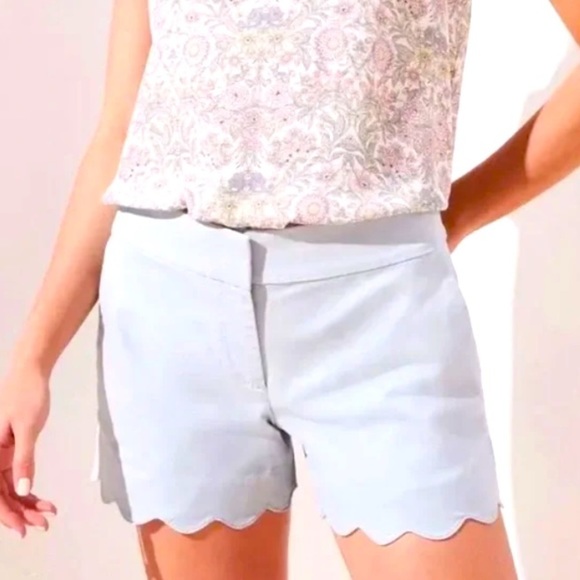 LOFT Pants - Loft Riviera Shorts Soft Baby Blue Scalloped Feminine Hemmed Shorts Women’s SZ 8